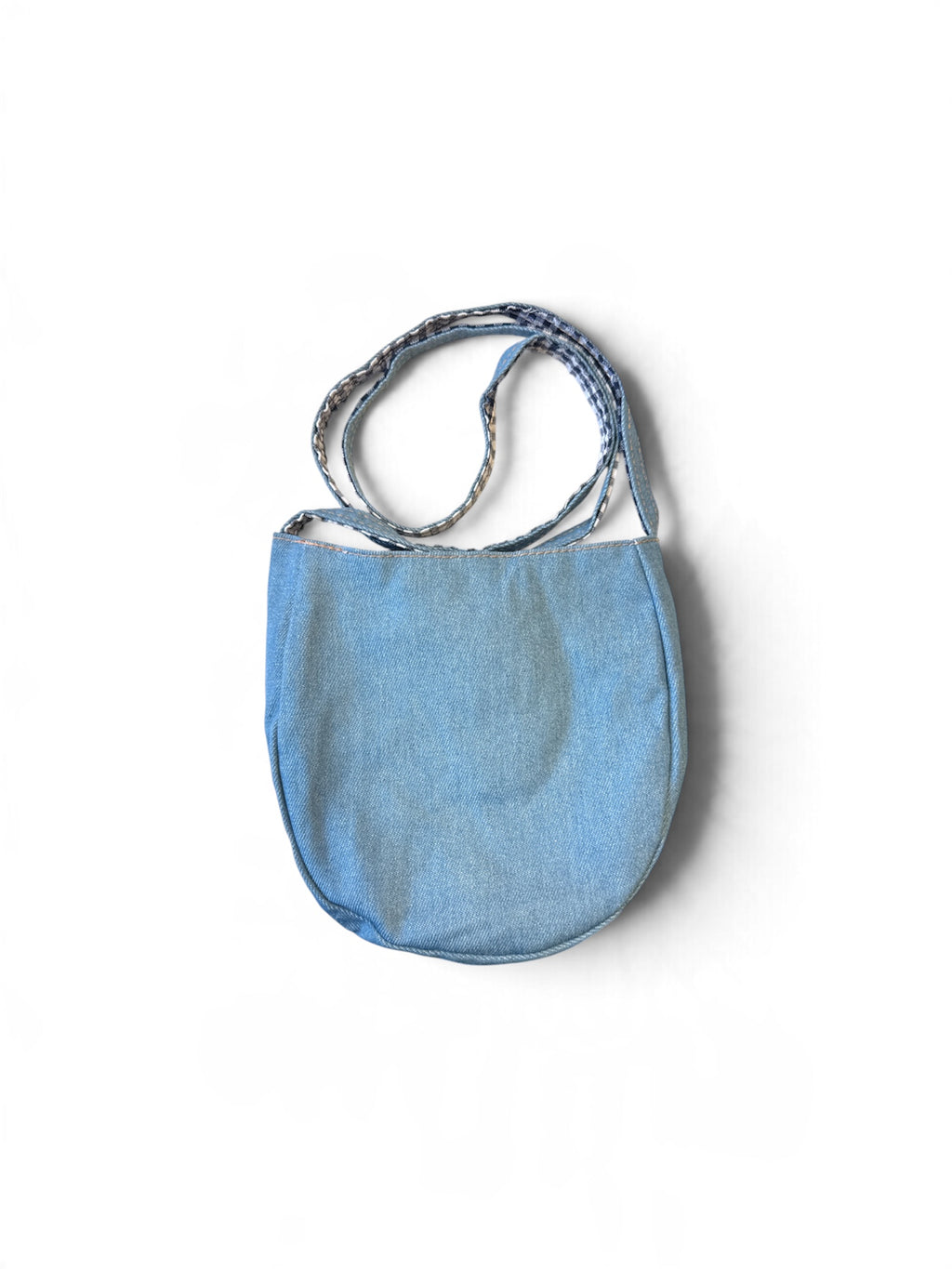 Reversible Denim/Checked Egg Bag