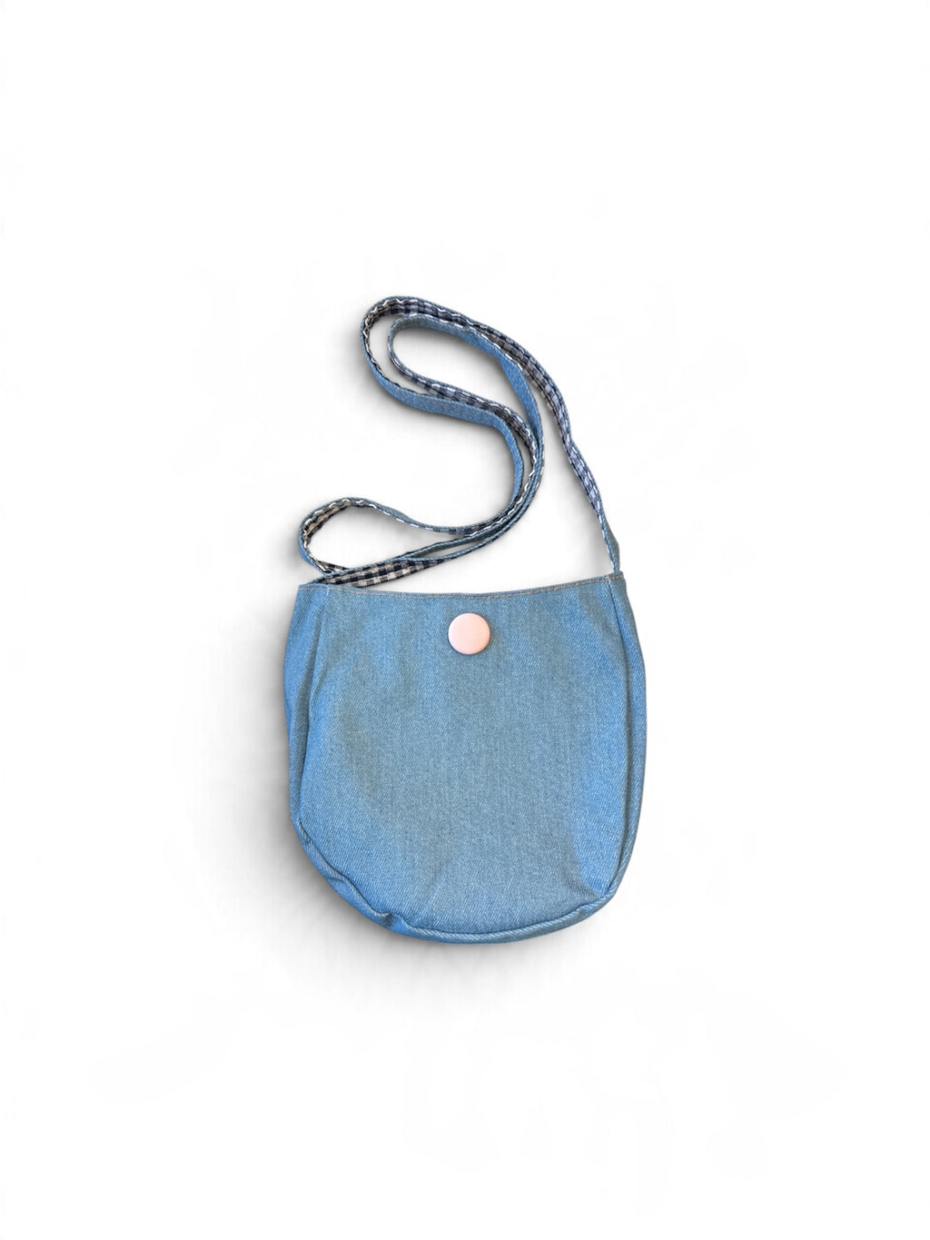 Reversible Denim/Checked Egg Bag