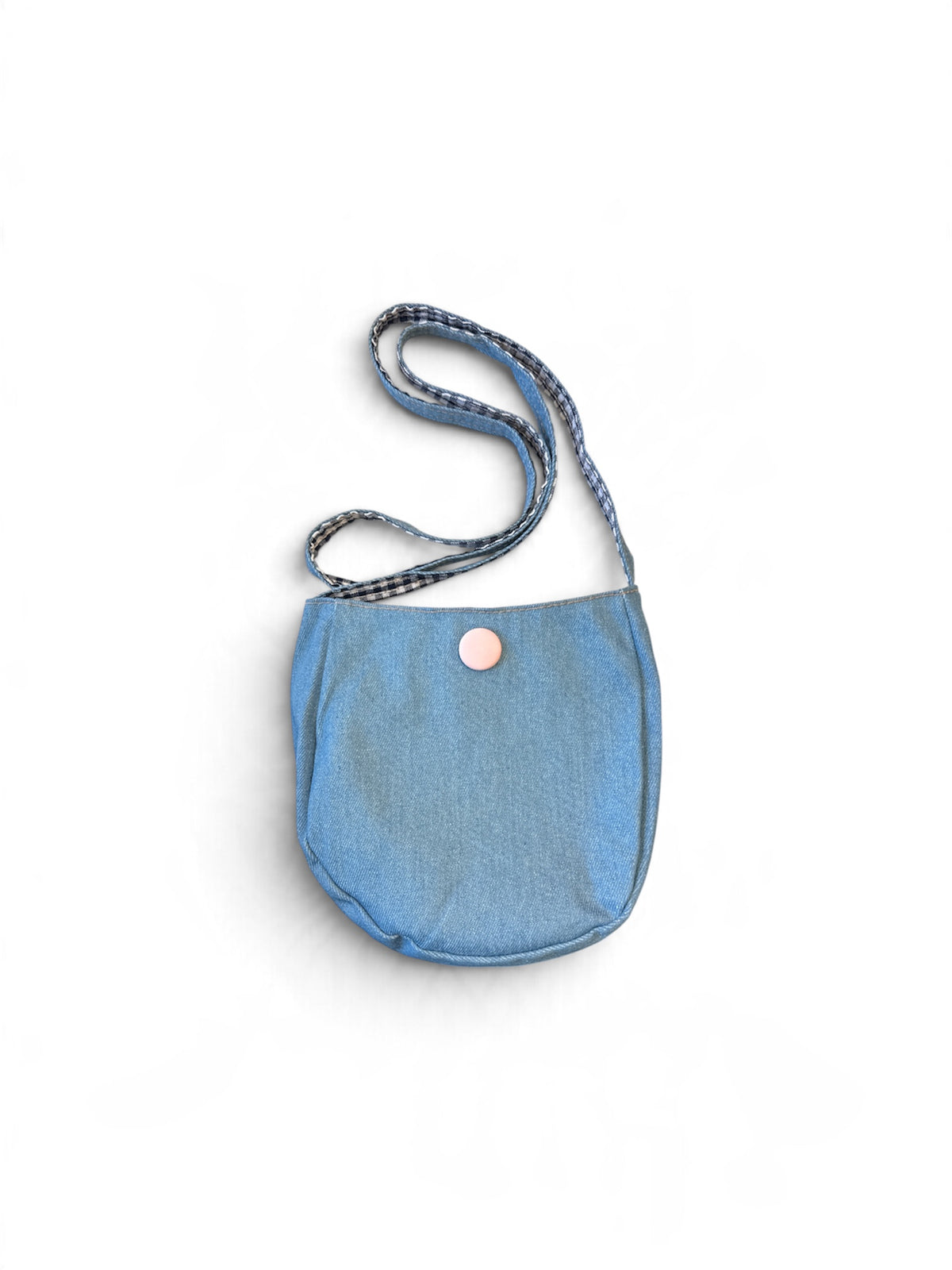 Reversible Denim/Checked Egg Bag