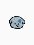 Fluffy Animal - White Dog With Blue Flower (Self Adhesive)