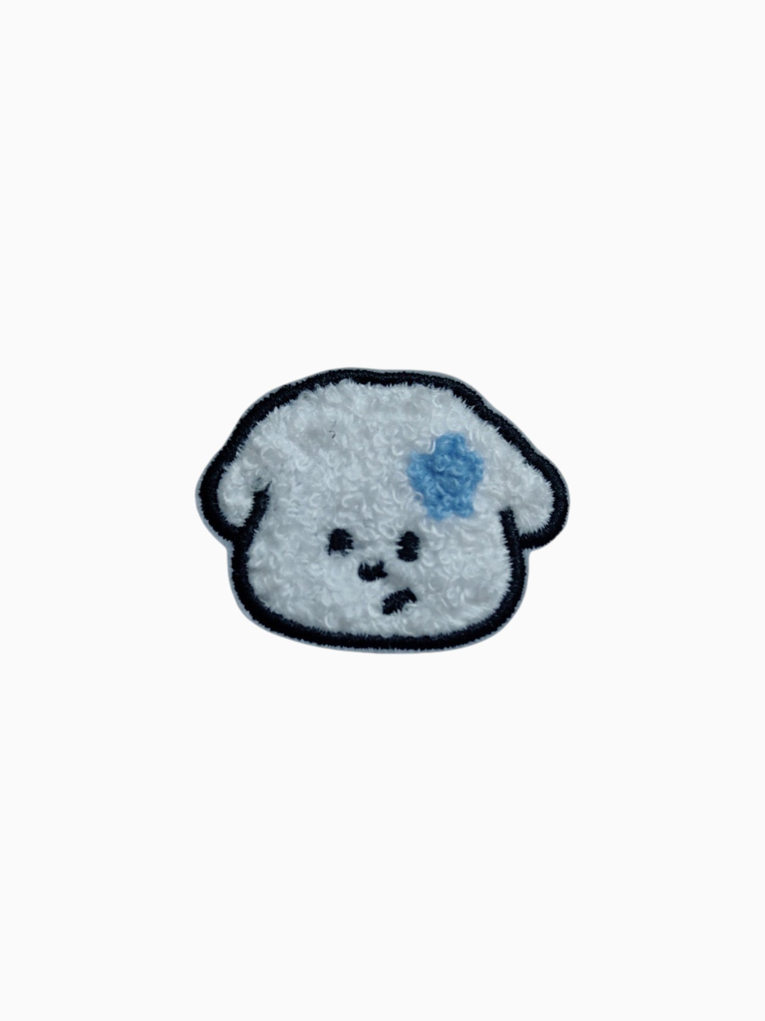 Fluffy Animal - White Dog With Blue Flower (Self Adhesive)