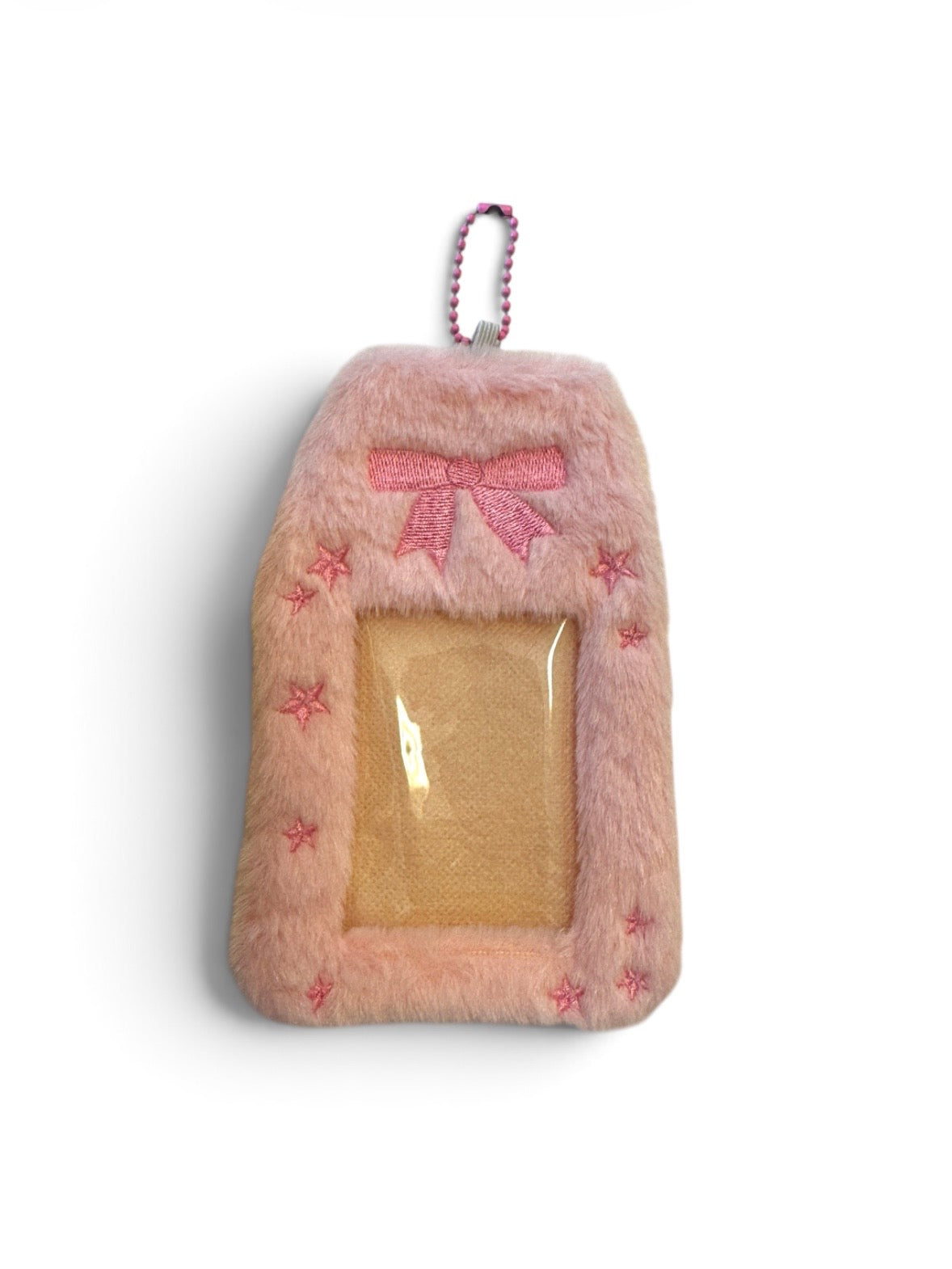 Fluffy Character Card Holder – Pink Ribbon