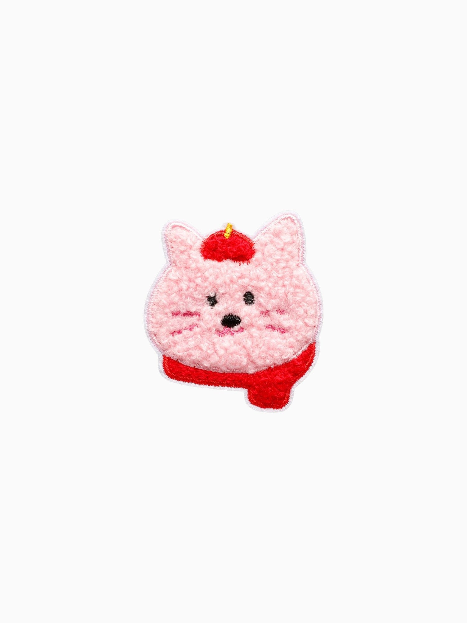 Fluffy Pink Cat With Red Scarf (Self Adhesive)