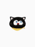Fluffy Black Cat - Yellow Kerchief (Self Adhesive)